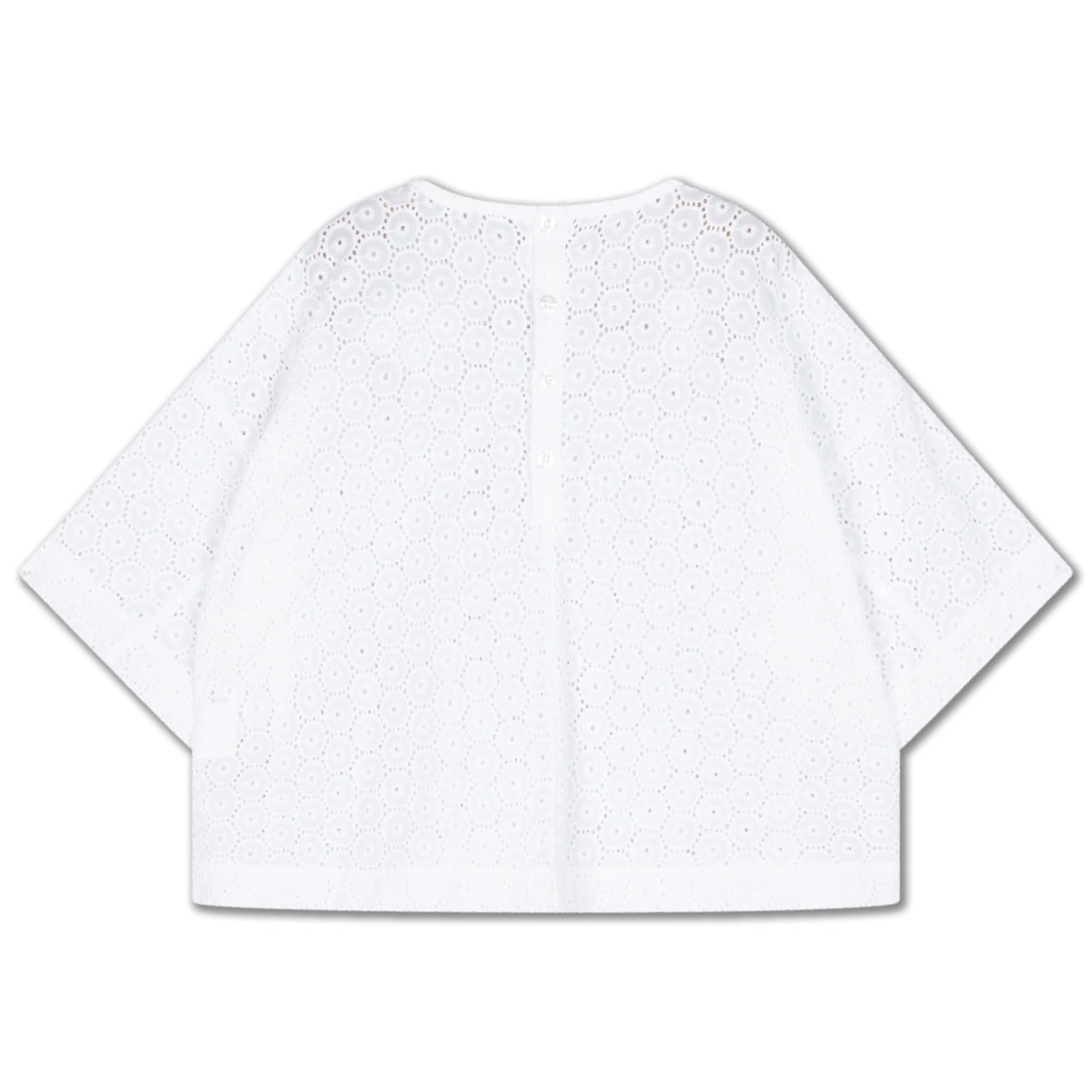 White Woven T-shirt with Embroidery