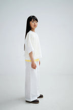 White Woven T-shirt with Embroidery