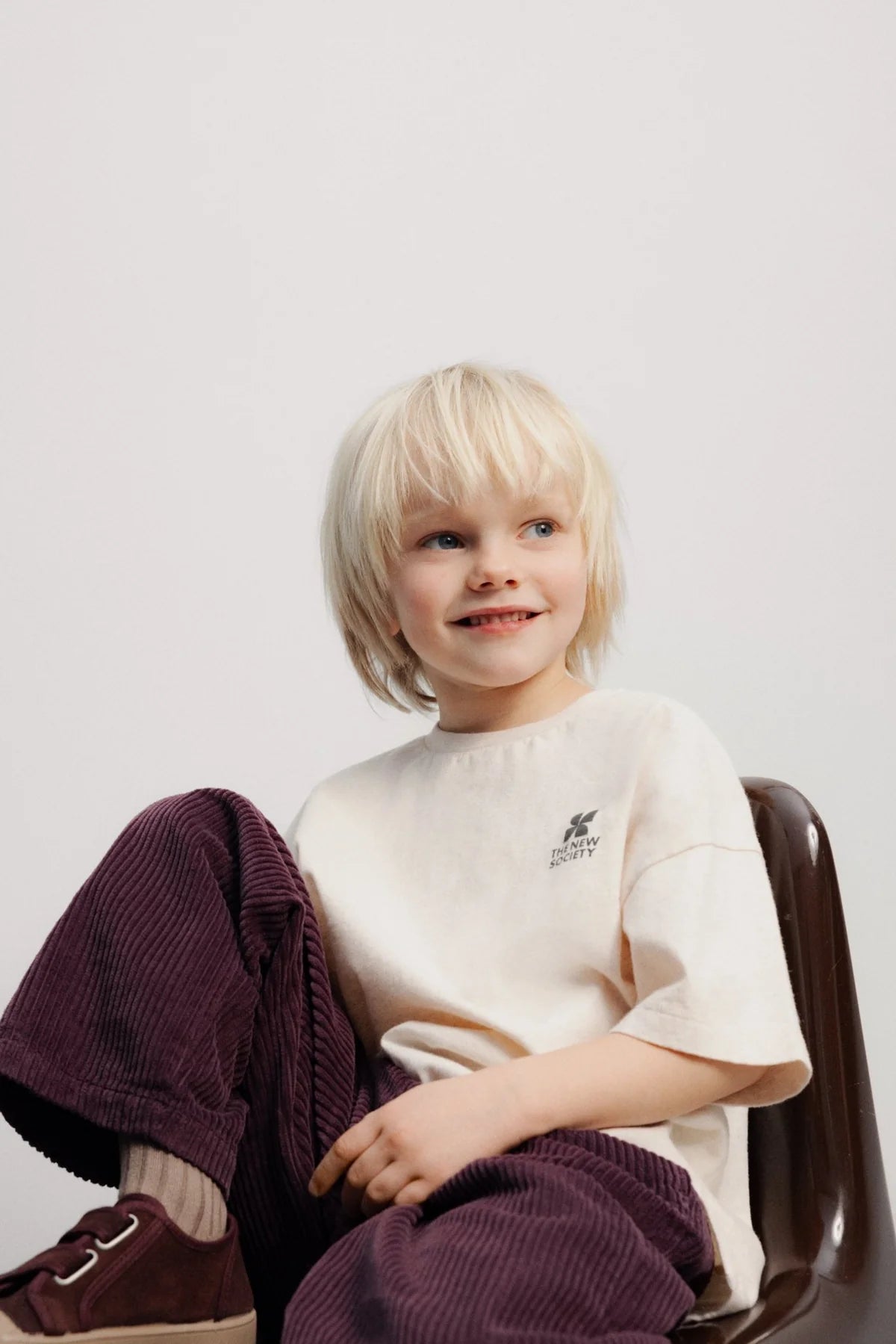 Pantalon velours Elio Bordeaux The New Society pour enfant – vue 3