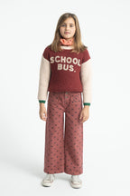 Pink Black Heart Flare Trousers