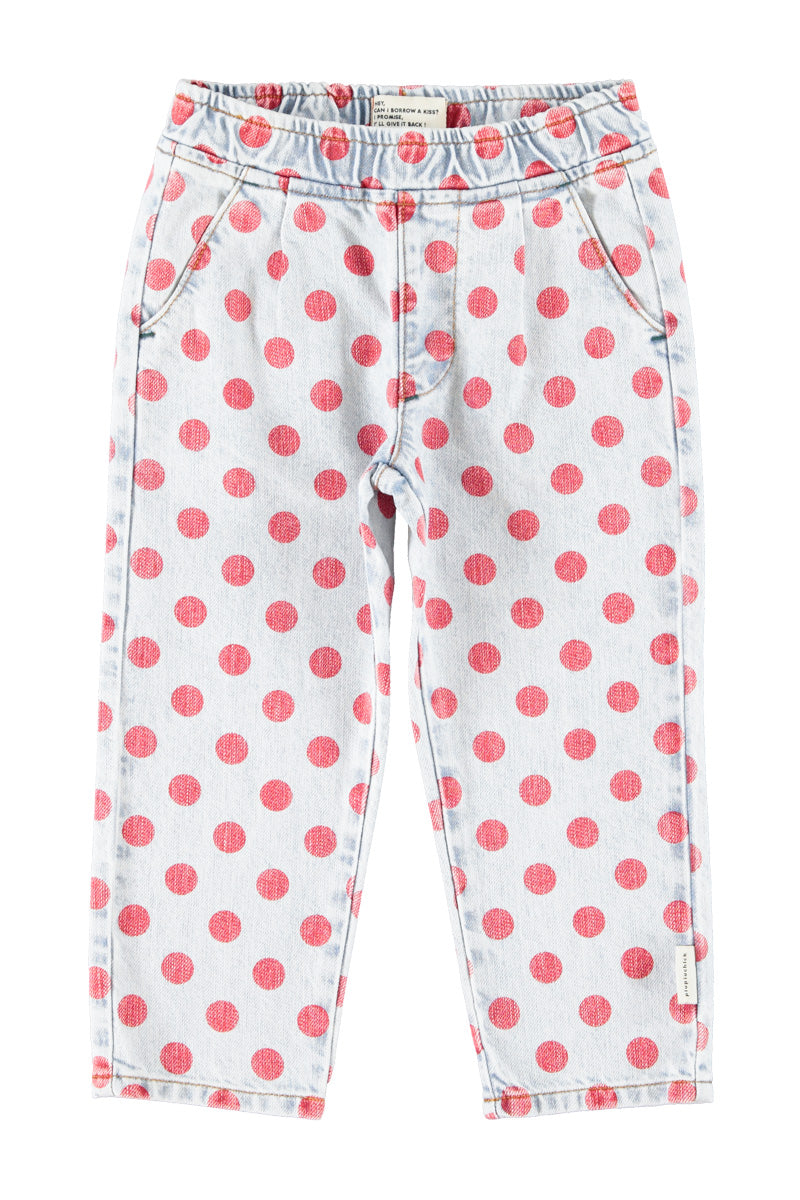 Pantalon Bleu Pois Rouges
