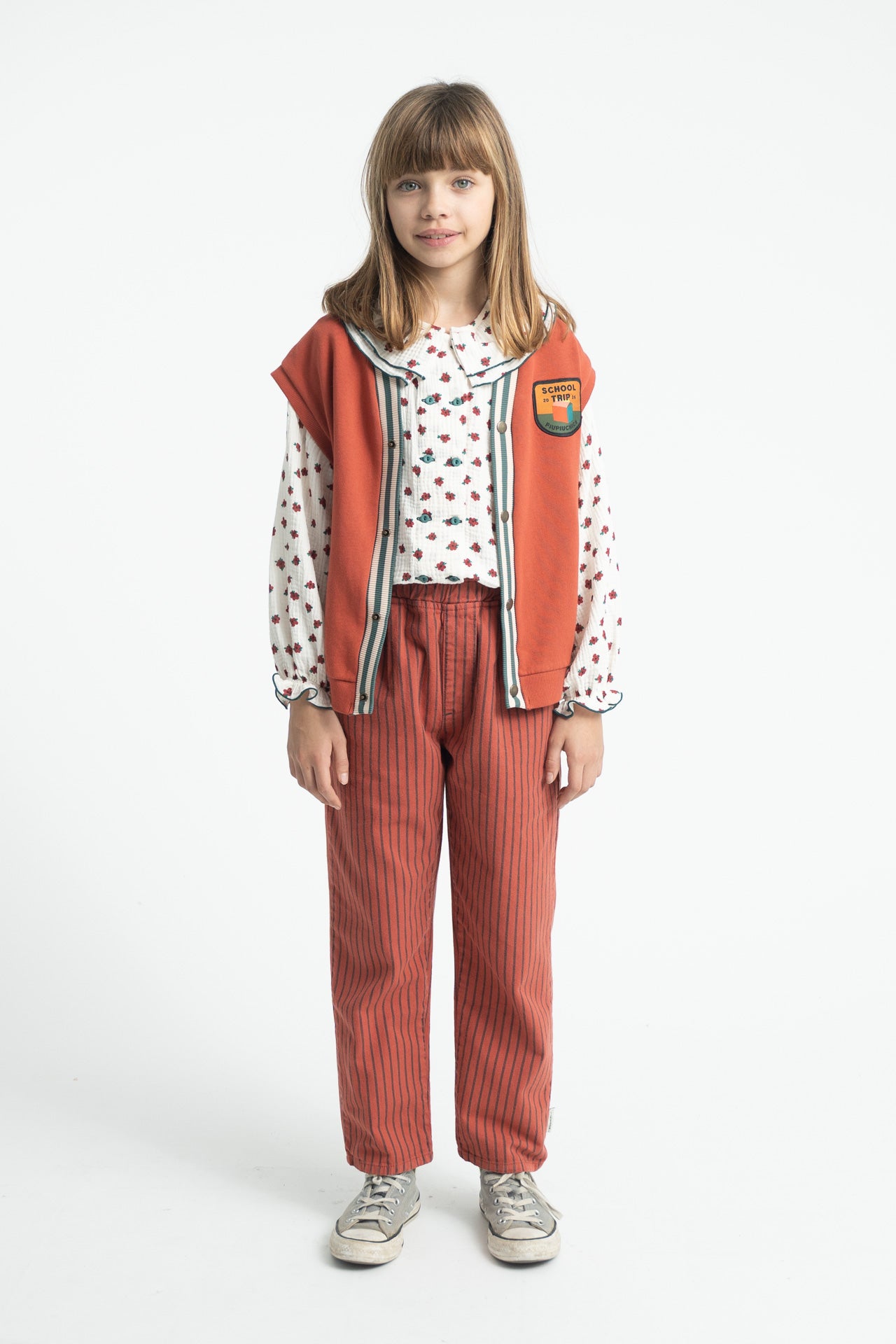 Pantalon Bordeaux Rayures Noires Piupiuchick pour enfant – vue 5