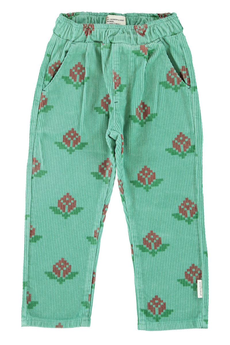 Green Large Floral Trousers