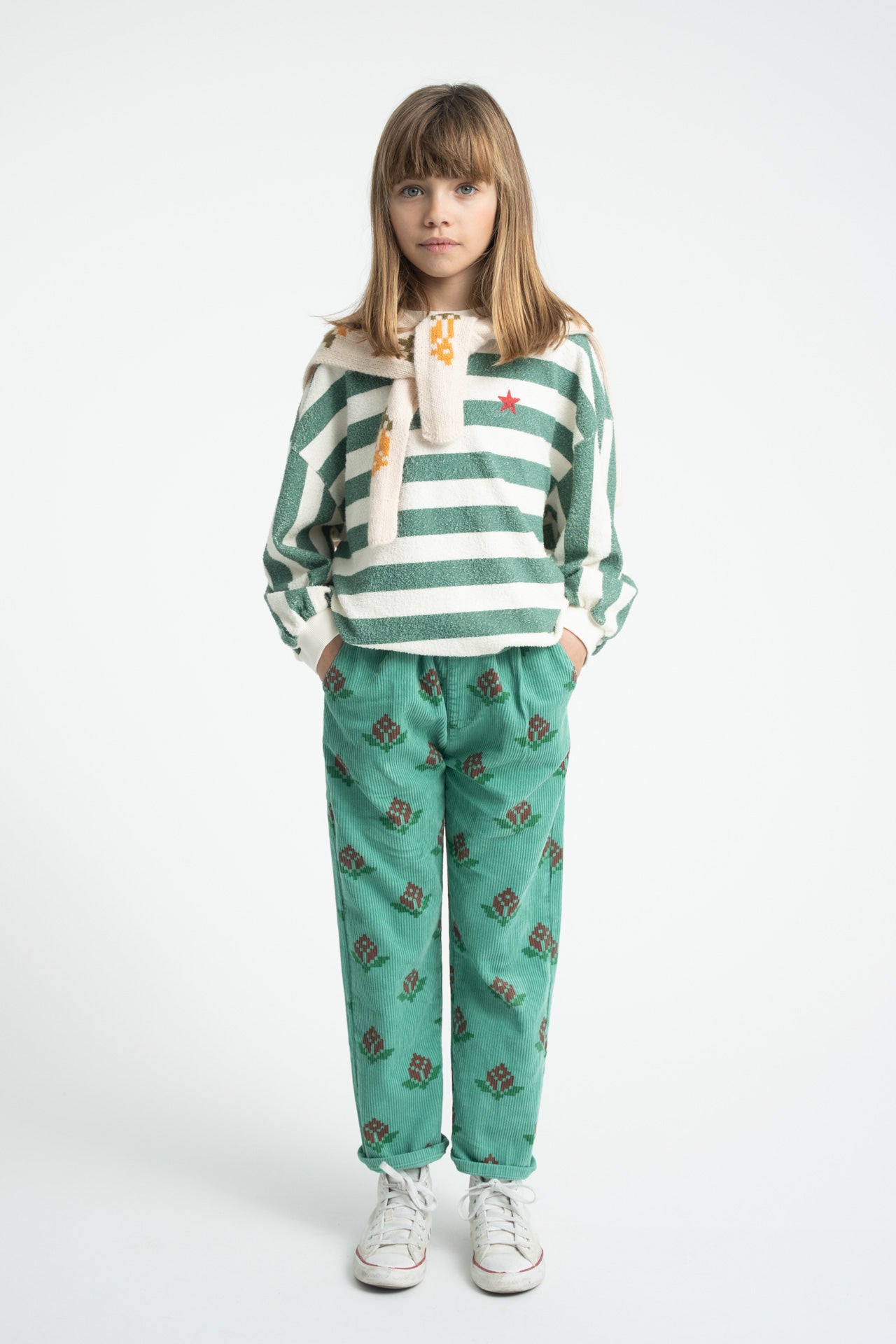 Green Large Floral Trousers
