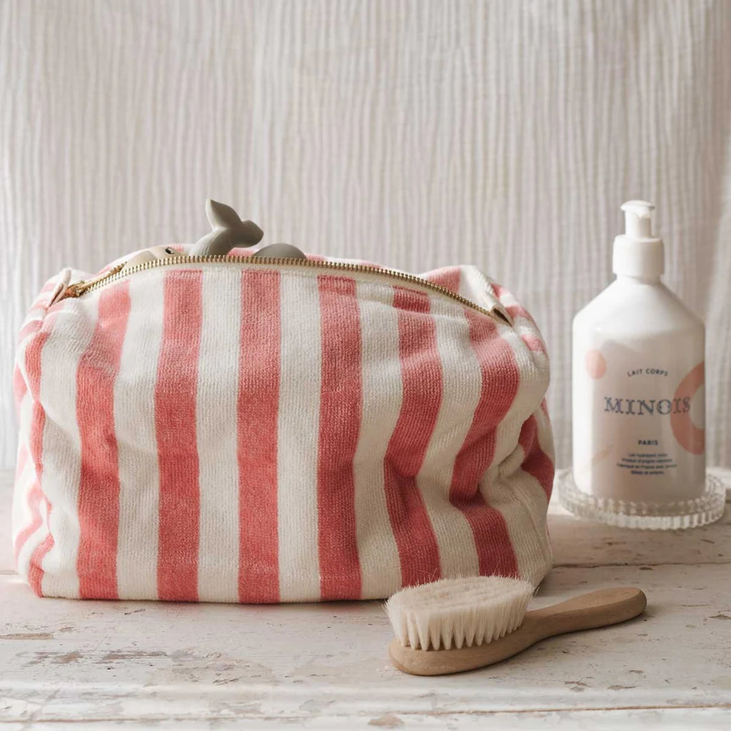 Vic Wash Bag – Light pink Stripes terry