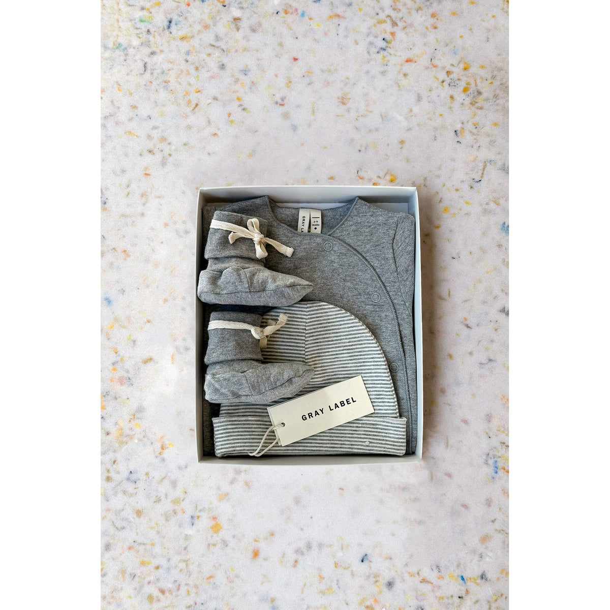 Coffret naissance Gray Label gris chiné — Little Dudes