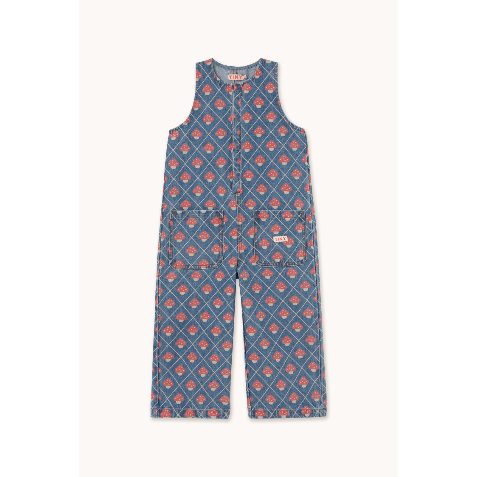 Salopette Longue en Denim à Champignons — Little Dudes