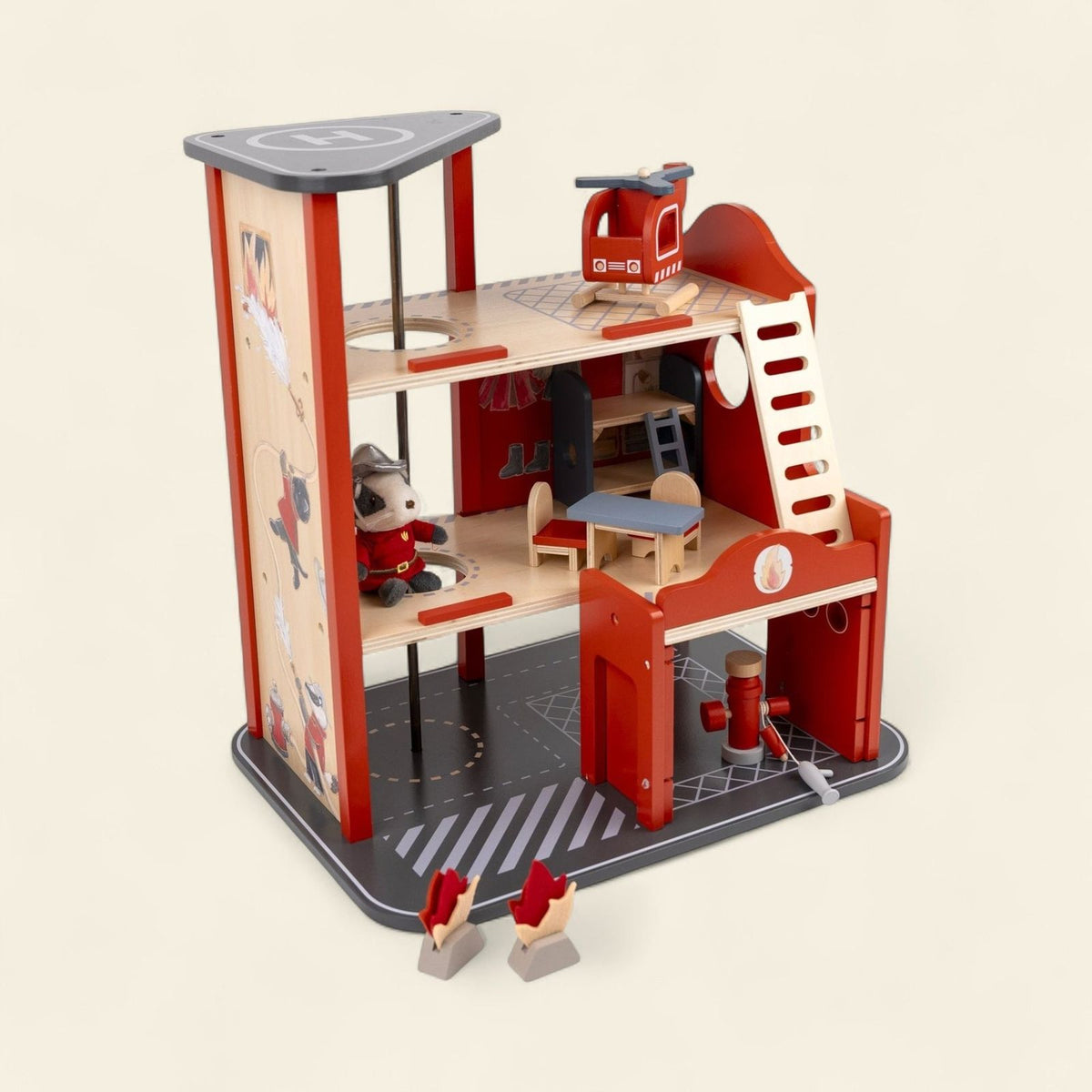 Grande caserne de pompiers avec accessoires et ami miniature Egmont Toys — Little Dudes