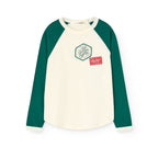 T-shirt manches longues écru/vert ANTEATER The Animals Observatory pour enfant