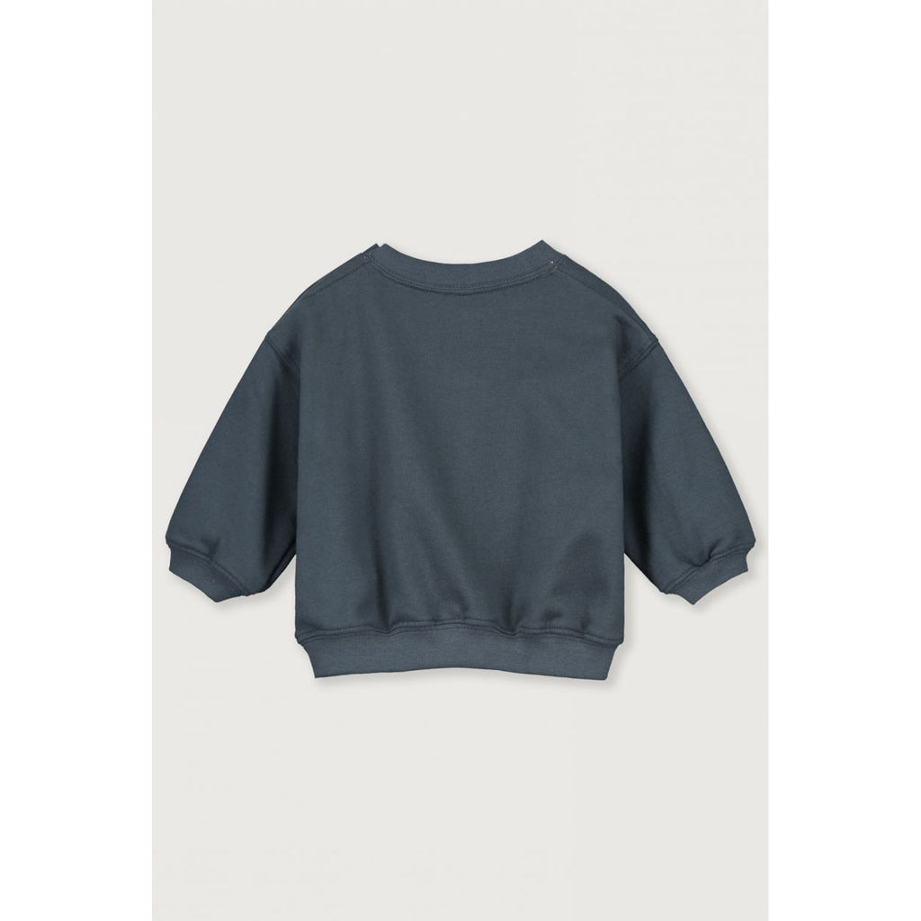 Sweat bébé Gray Label épaules tombantes bleu dos — Little Dudes