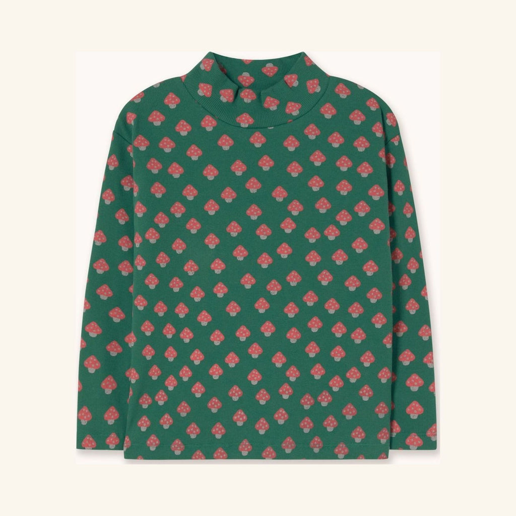 Ribbed T-shirt with Mushroom Print
