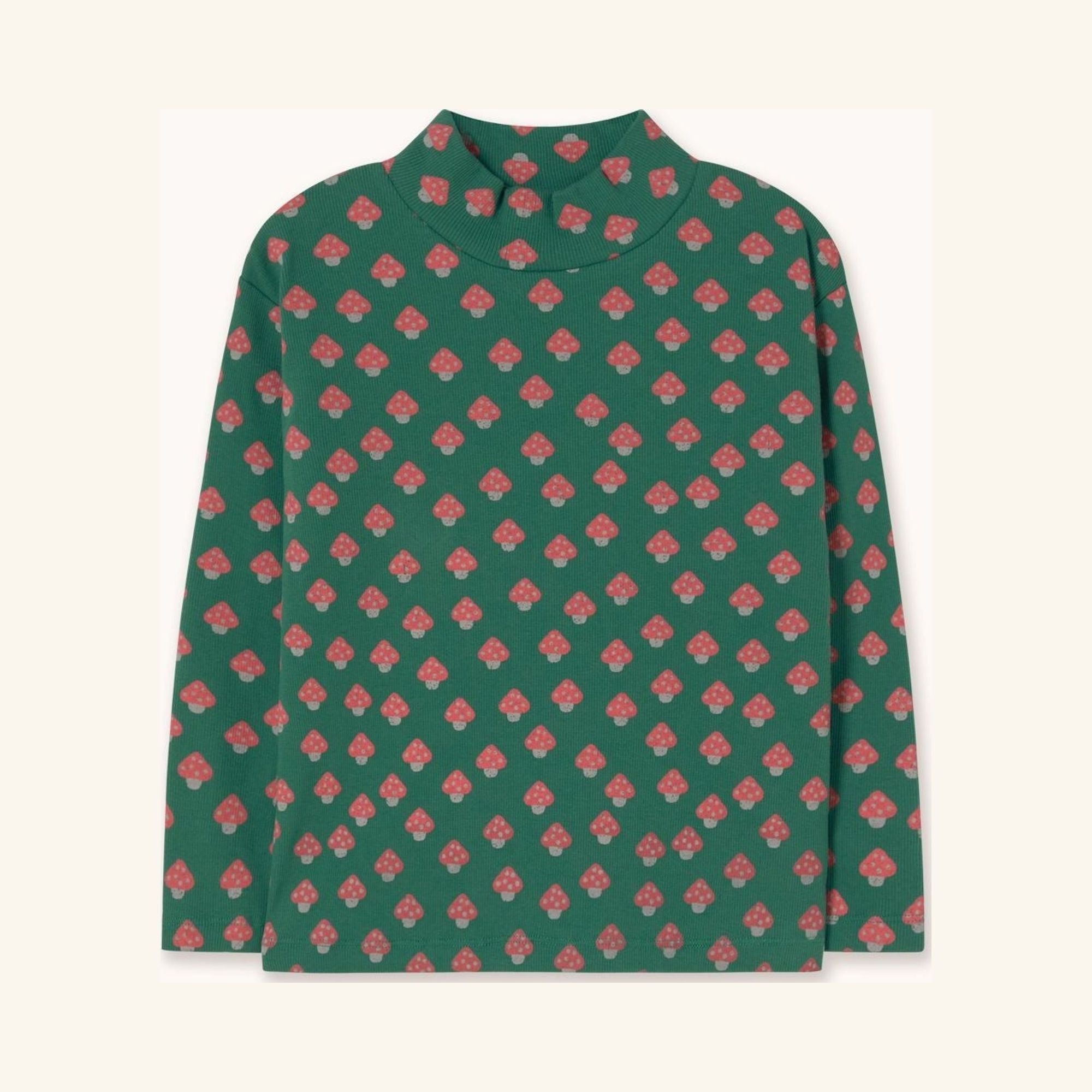 Ribbed T-shirt with Mushroom Print