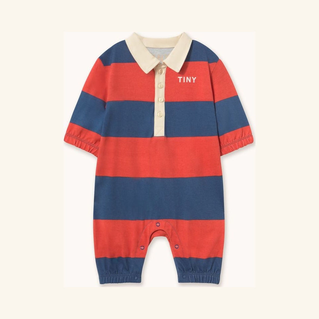 Red Striped Polo Baby Romper