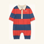 Red Striped Polo Baby Romper