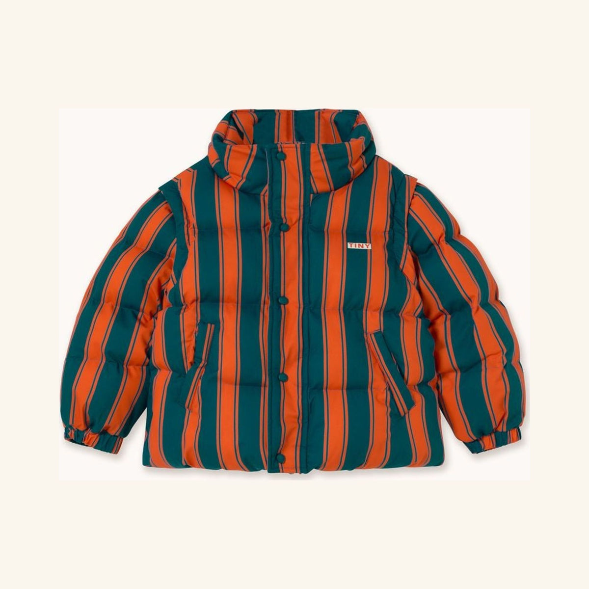Veste Courte Matelassée à Rayures Rétro