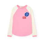 T-shirt manches longues ecru/rose ANTEATER The Animals Observatory pour enfant