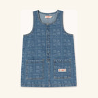 Denim Dress with Flowers and Dots