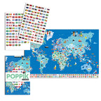 jeu educatif poppik POSTER PÉDAGOGIQUE + 200 STICKERS DRAPEAUX