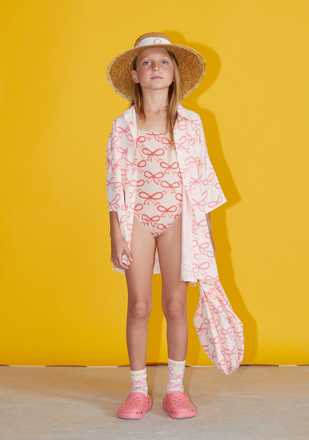 vêtement durable pour enfant Weekend house kids Maillot rose Bows