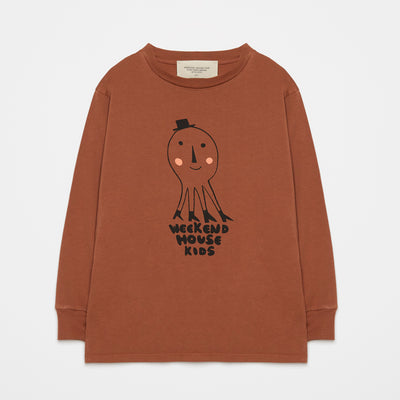 vêtement enfant durable weekend house kids T-shirt longues manches brun octopus