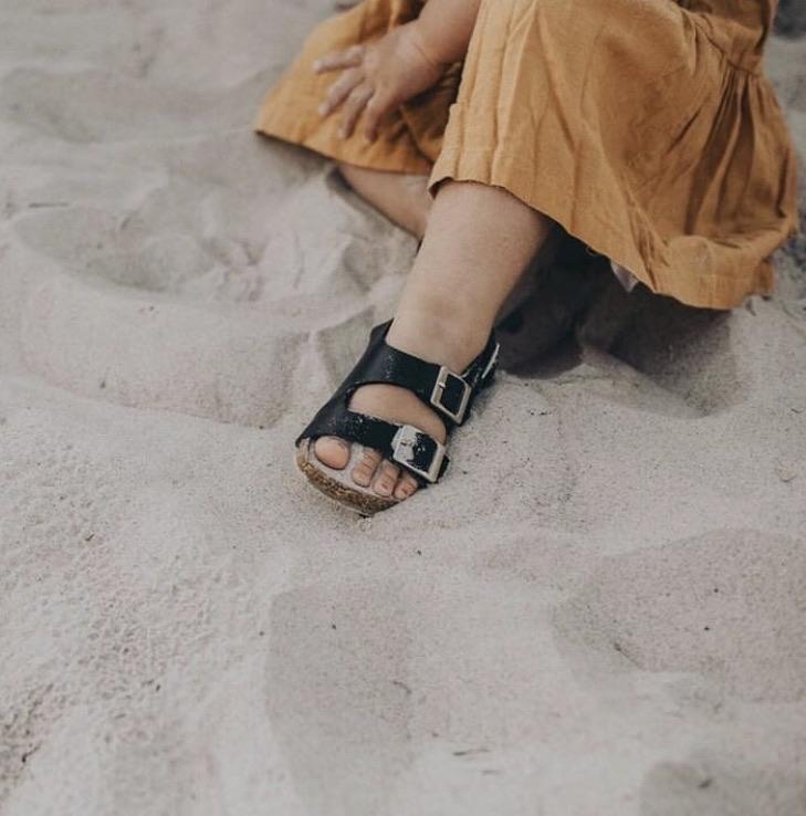 Sandales enfants CHILL cuir végétalien noires babymocs