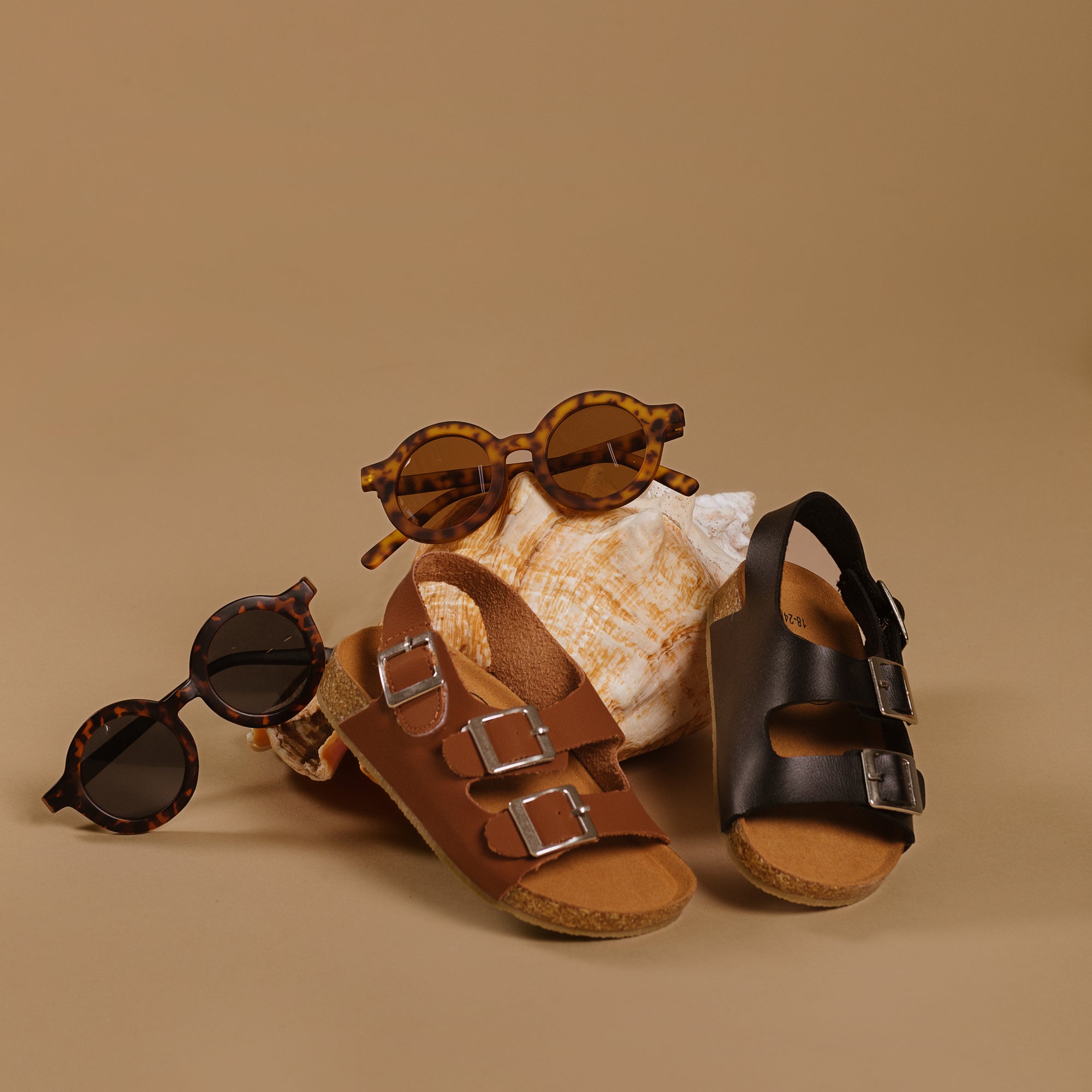 Sandales enfants CHILL cuir végétalien noires babymocs