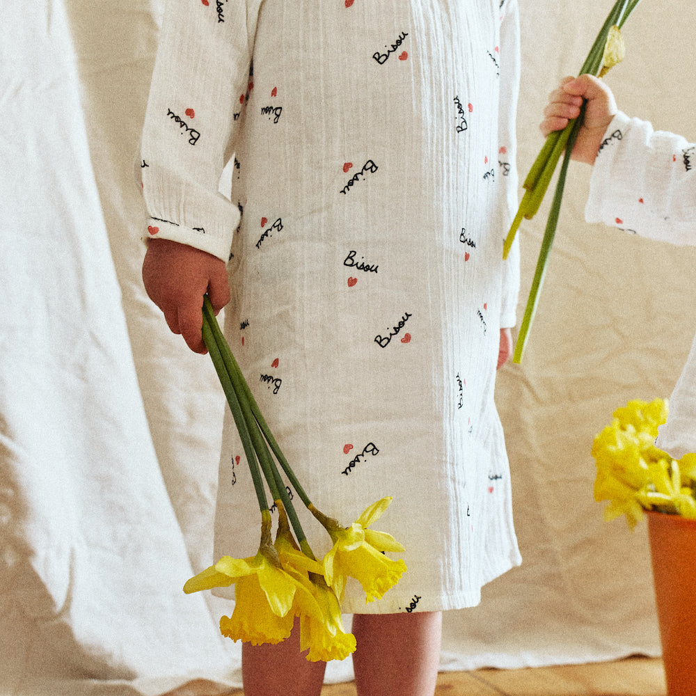 Chemise de nuit bisou en gaze de coton