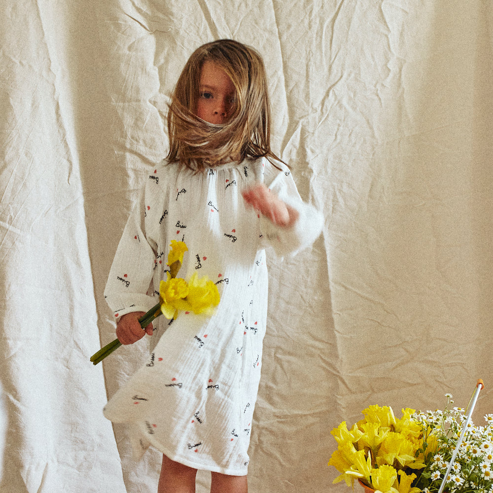 Chemise de nuit bisou en gaze de coton