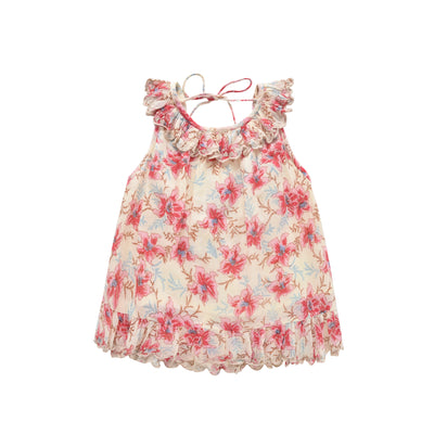 vêtement durable pour enfant Louise Misha Top Zelie imprimés fleurs coton bio raspberry flowers