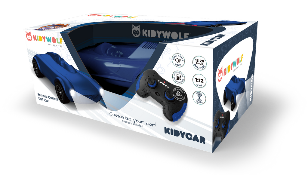 KIDYWOLF Jouets enfants Voiture télécommandée Bleu KIDYCAR