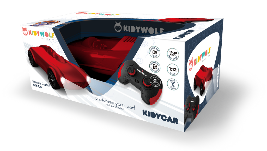 kidywolf jouets enfants kidycar Voiture télécommandée rouge