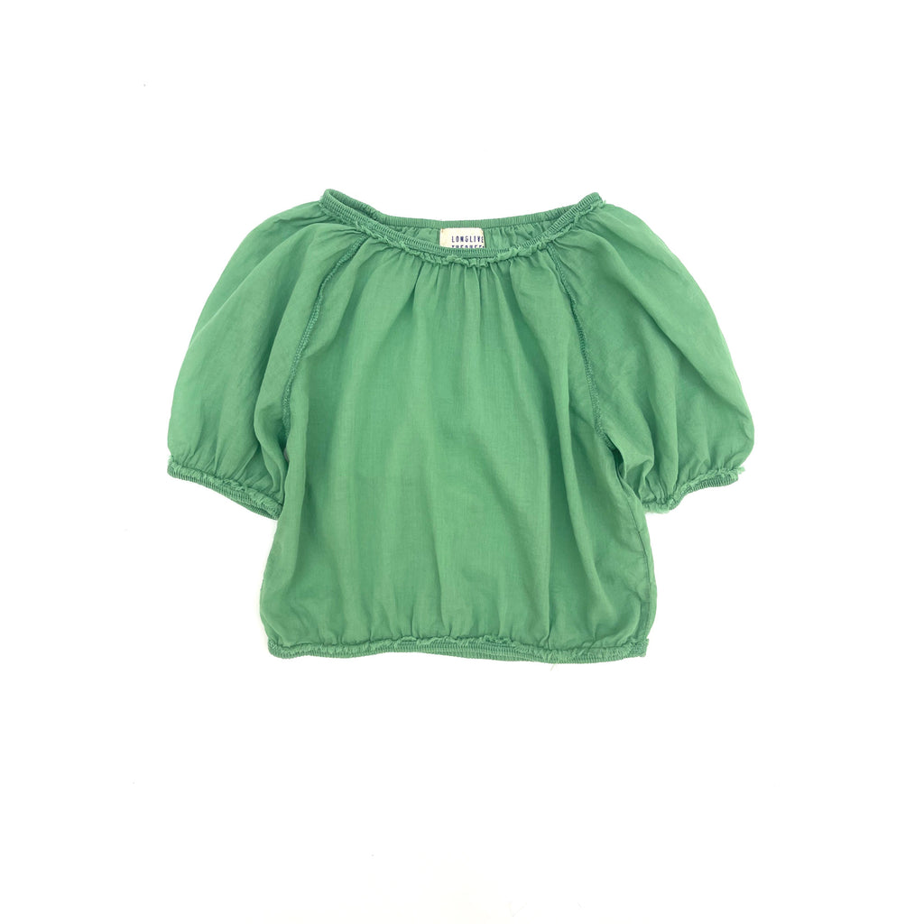 vêtement durable pour enfant longlivethequeen Blouse bouffante coton bio verte