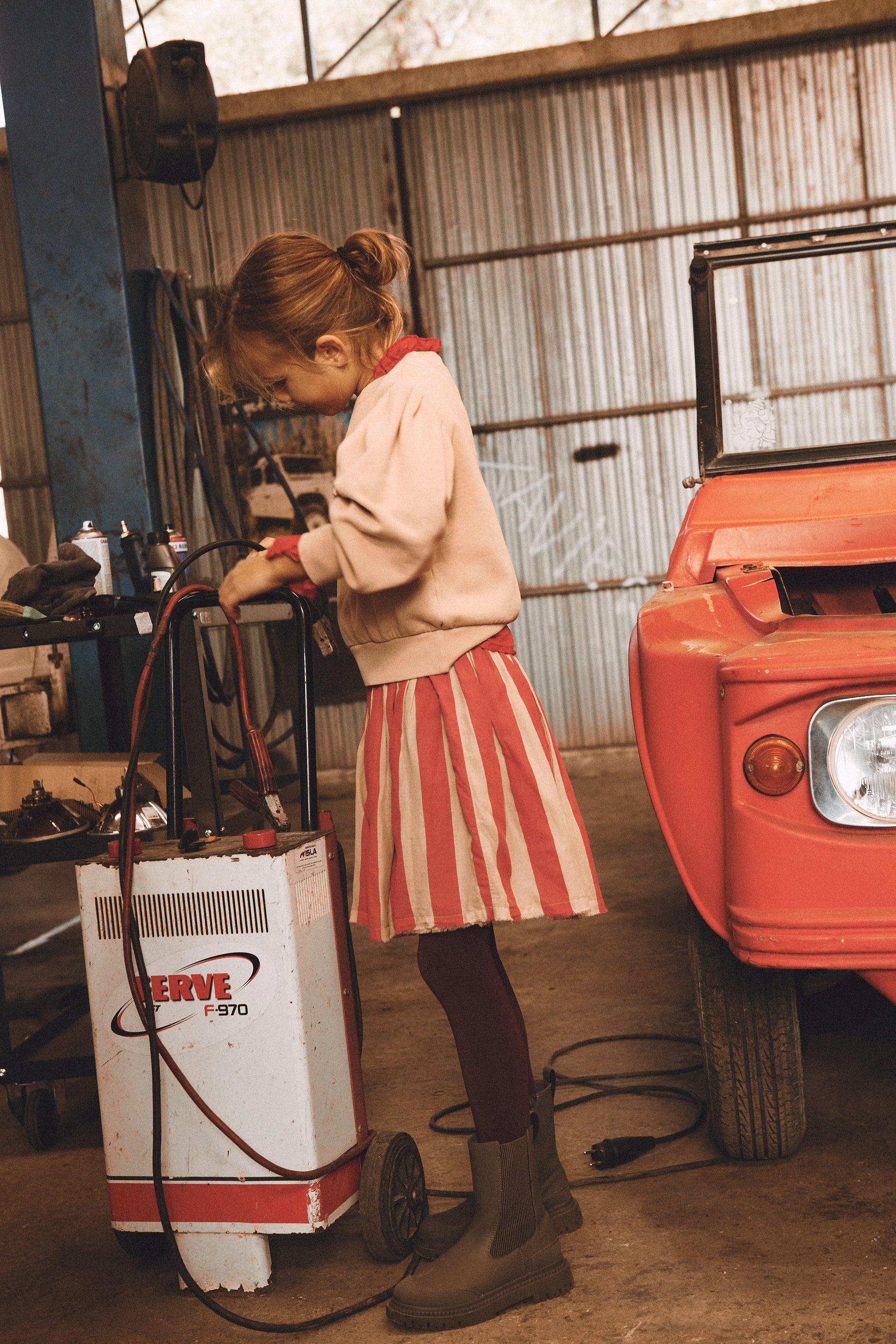 vêtement durable pour enfant LONGLIVETHEQUEEN Jupe à rayures rouge