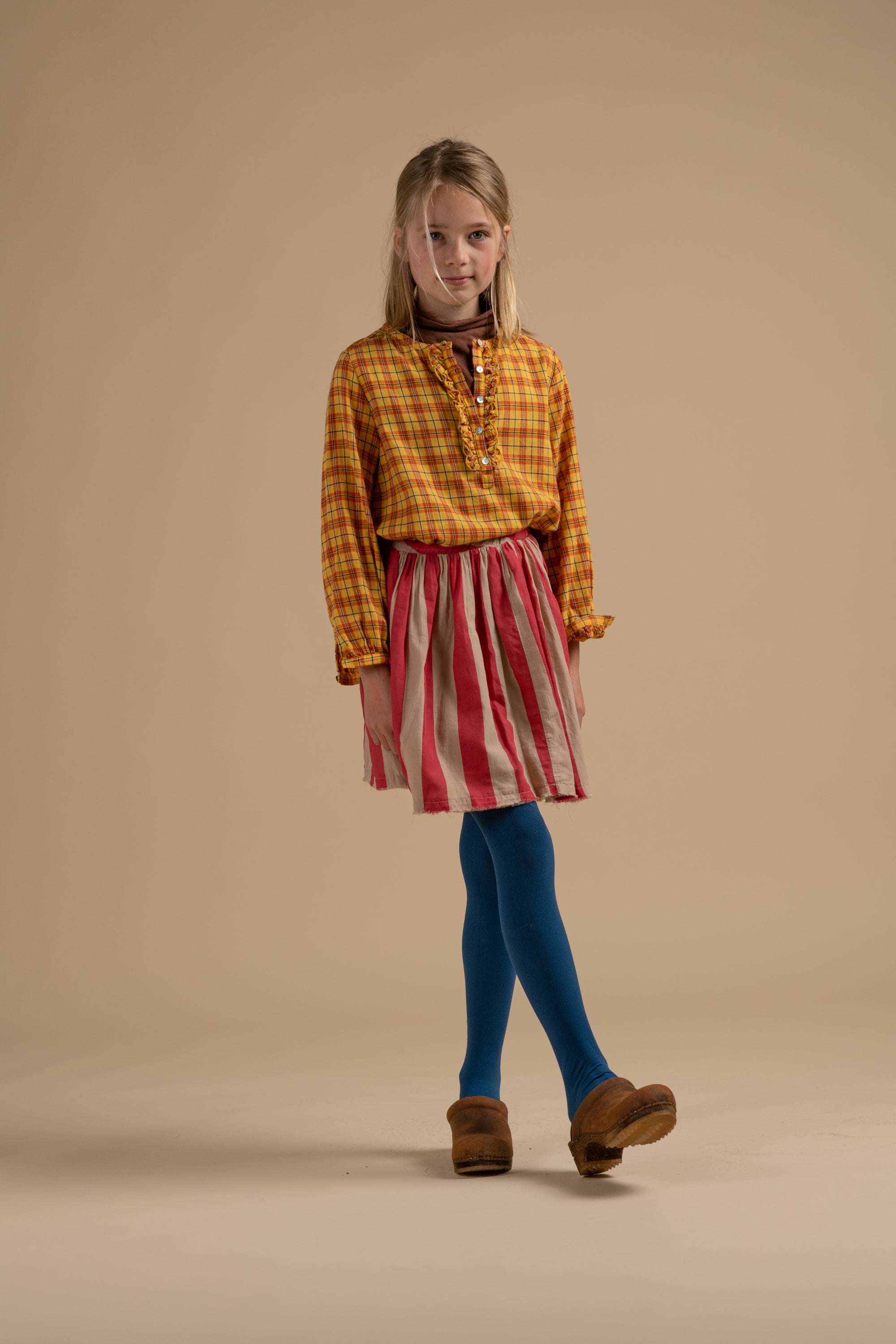 vêtement durable pour enfant LONGLIVETHEQUEEN Jupe à rayures rouge