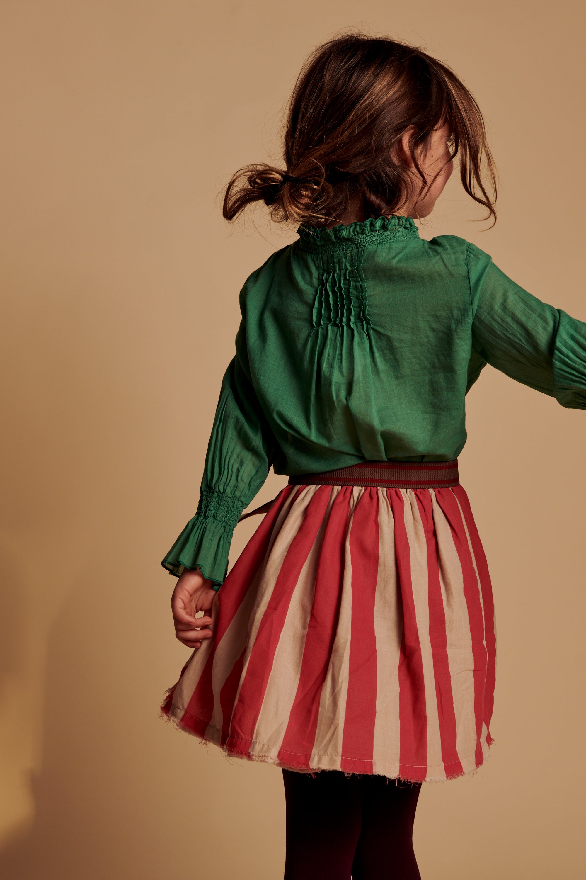 vêtement durable pour enfant LONGLIVETHEQUEEN Jupe à rayures rouge