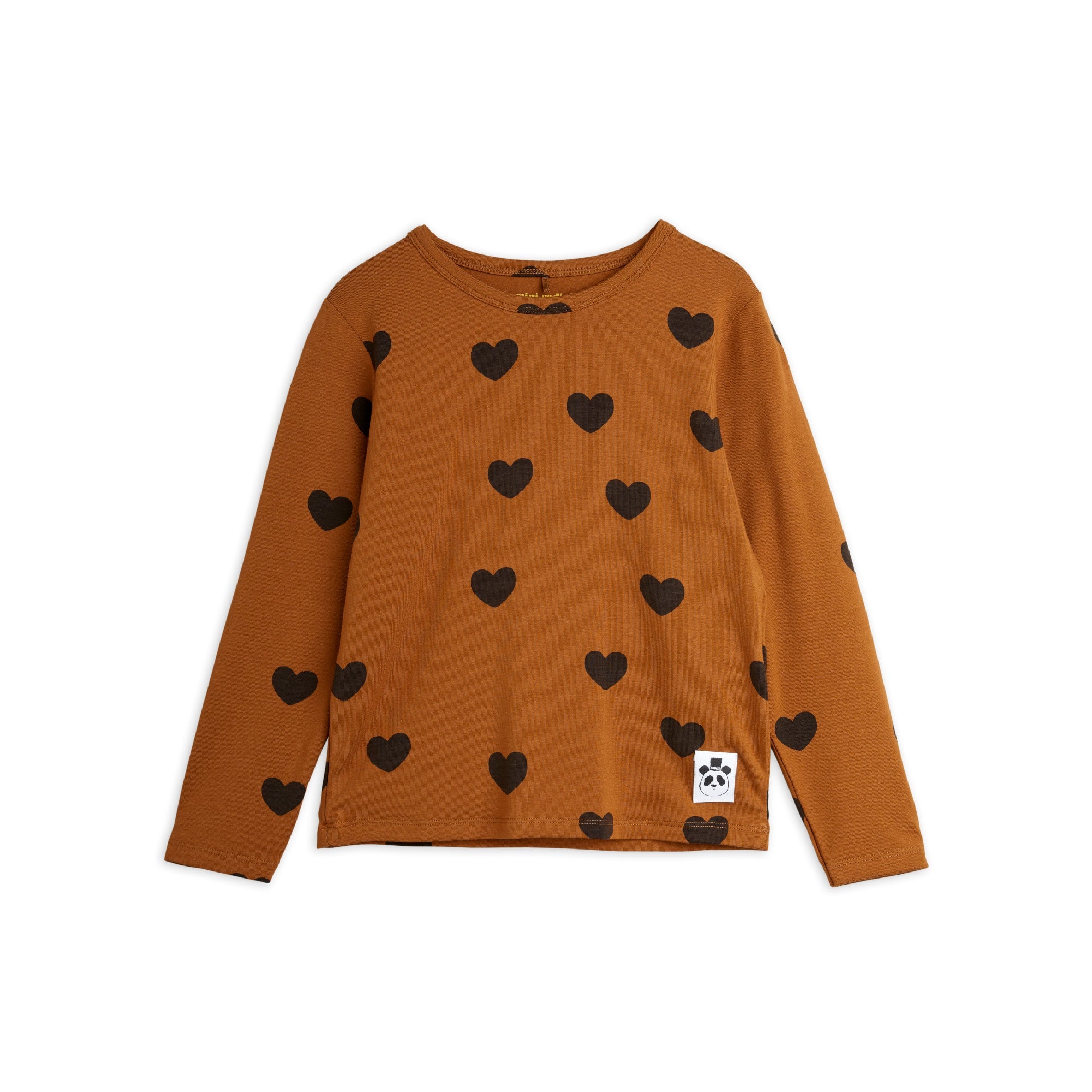 vêtement durable pour enfant Mini Rodini T-shirt manches longues brun coeurs