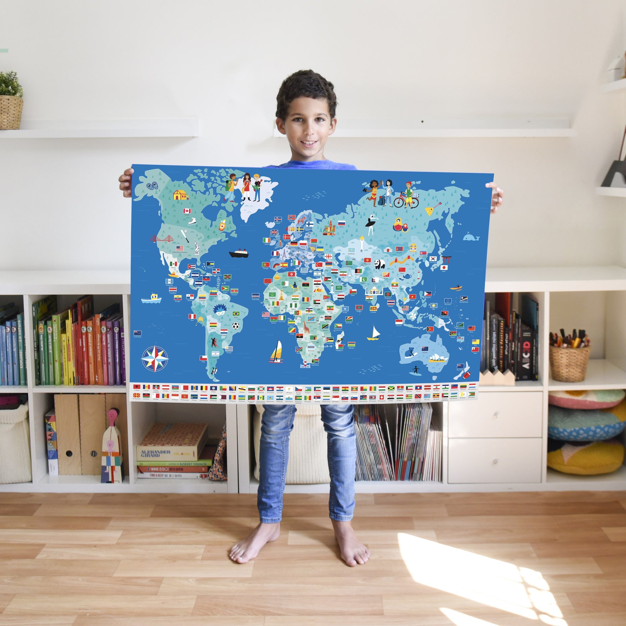 jeu educatif poppik POSTER PÉDAGOGIQUE + 200 STICKERS DRAPEAUX