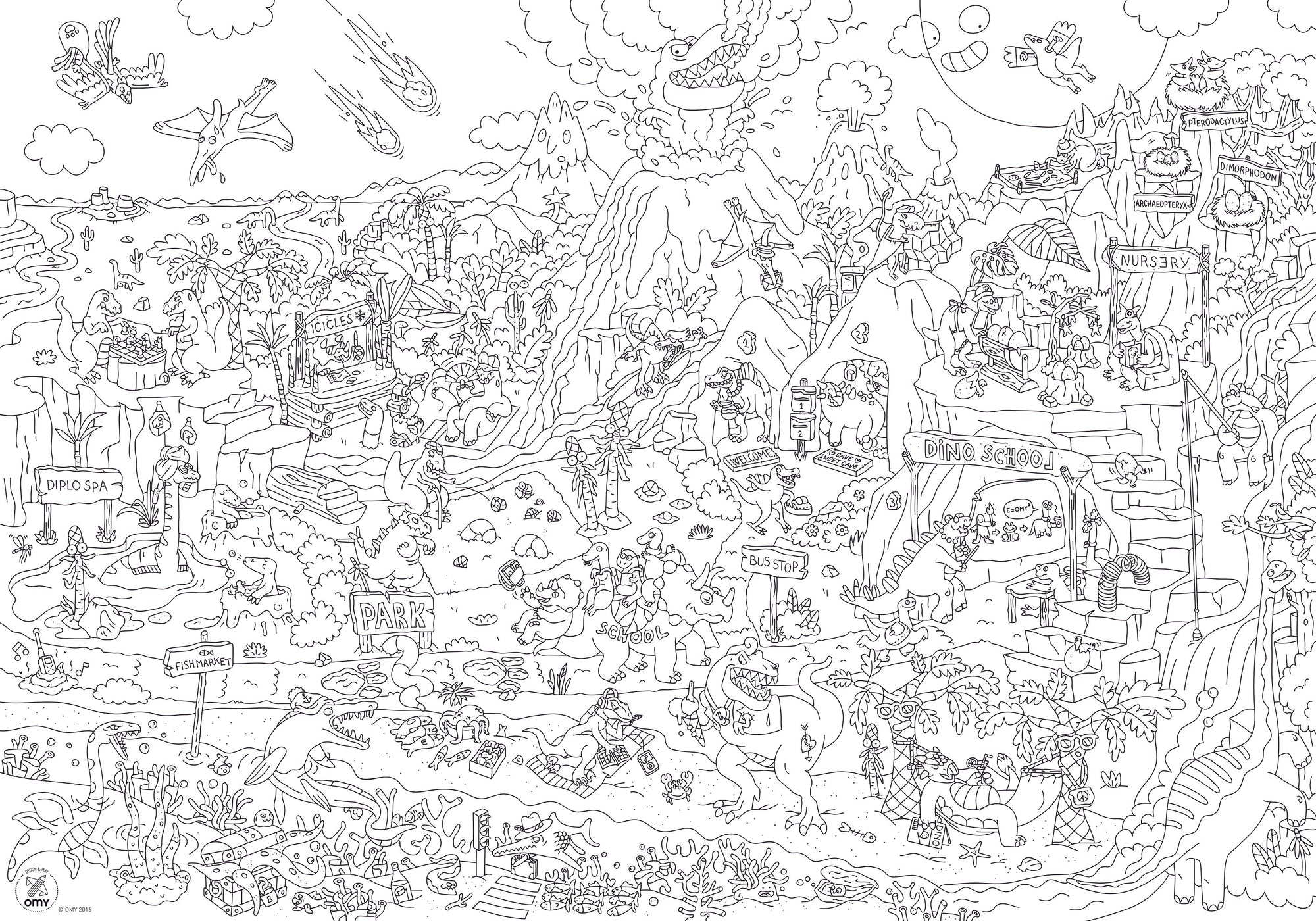 COLORIAGE ENFANT OMY POSTER A COLORIER - DINOS