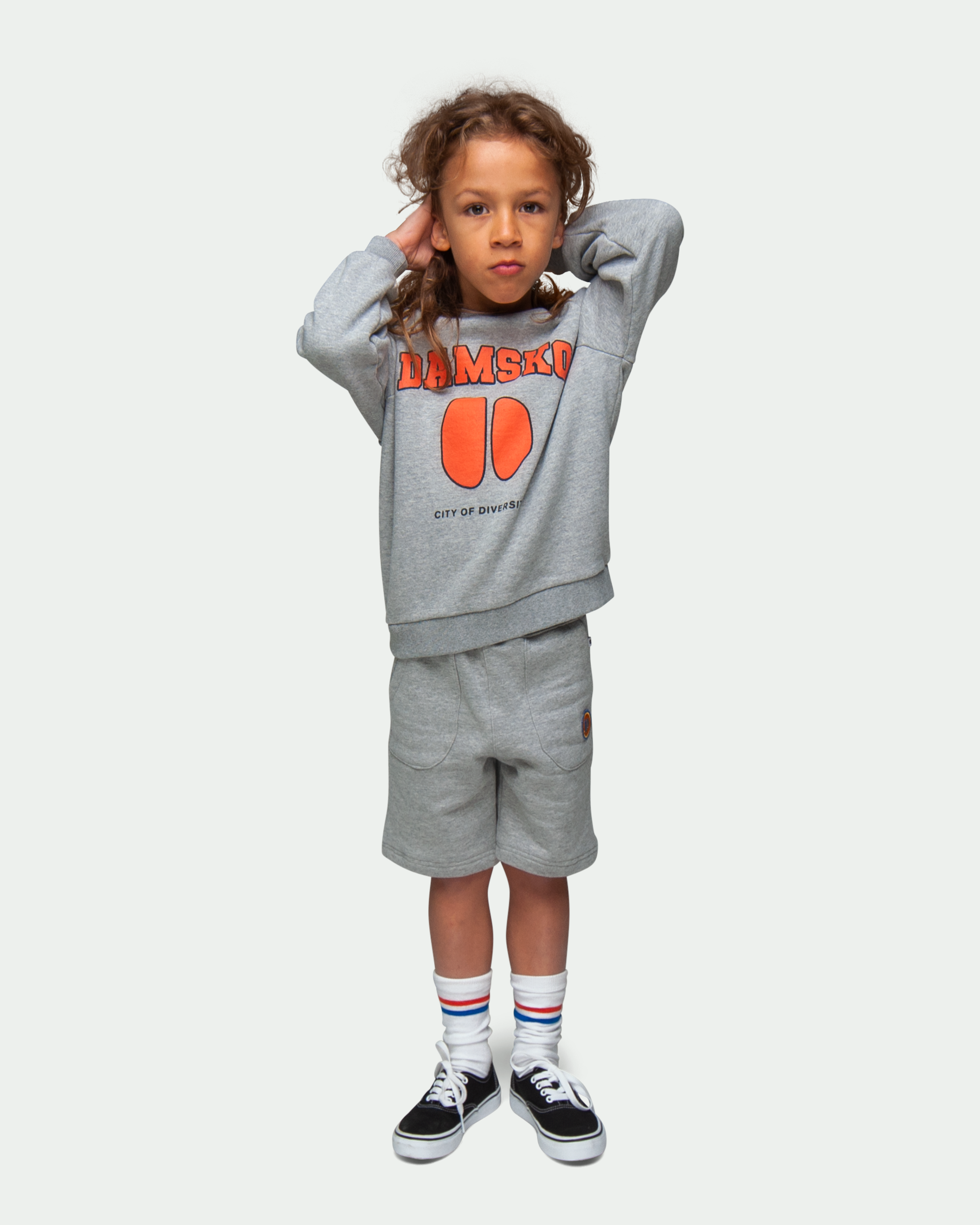 Vêtement enfant bio Maedformini Short Handy Horse gris coton bio
