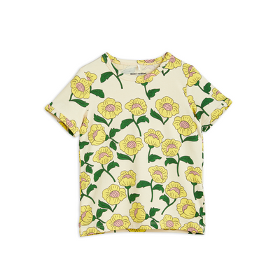 vêtements durables enfants Mini Rodini t-shirt fleurs jaunes