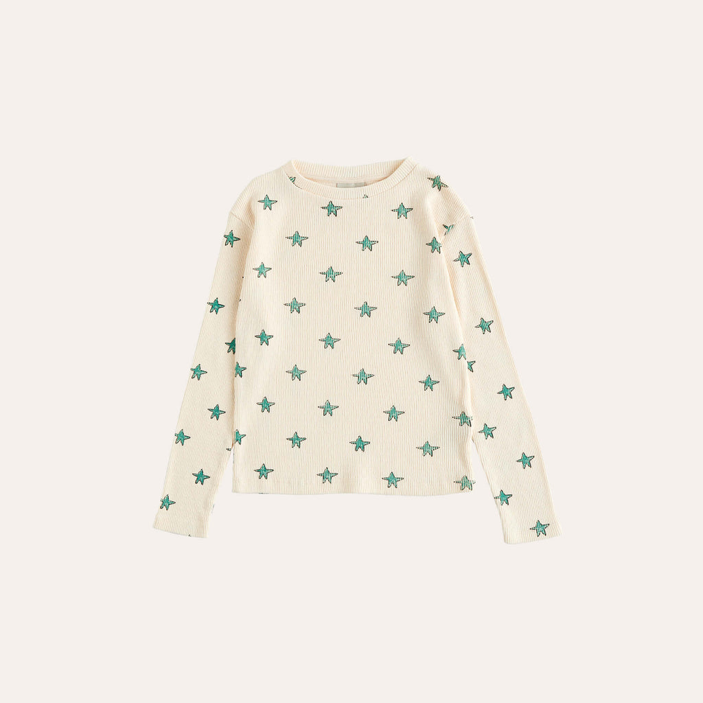 vêtement enfant durable the campamento T-shirt longues manches Blanc étoiles