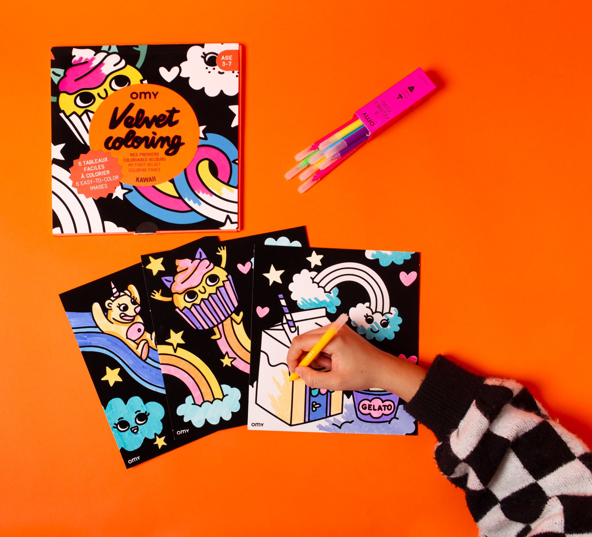 peinture coloriages bio enfants OMY KAWAII COLORIAGE VELOURS