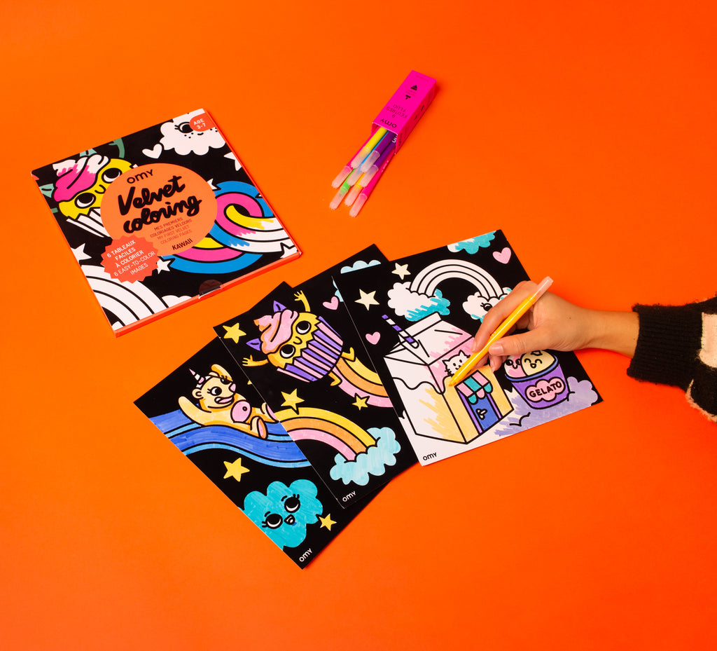 peinture coloriages bio enfants OMY KAWAII COLORIAGE VELOURS