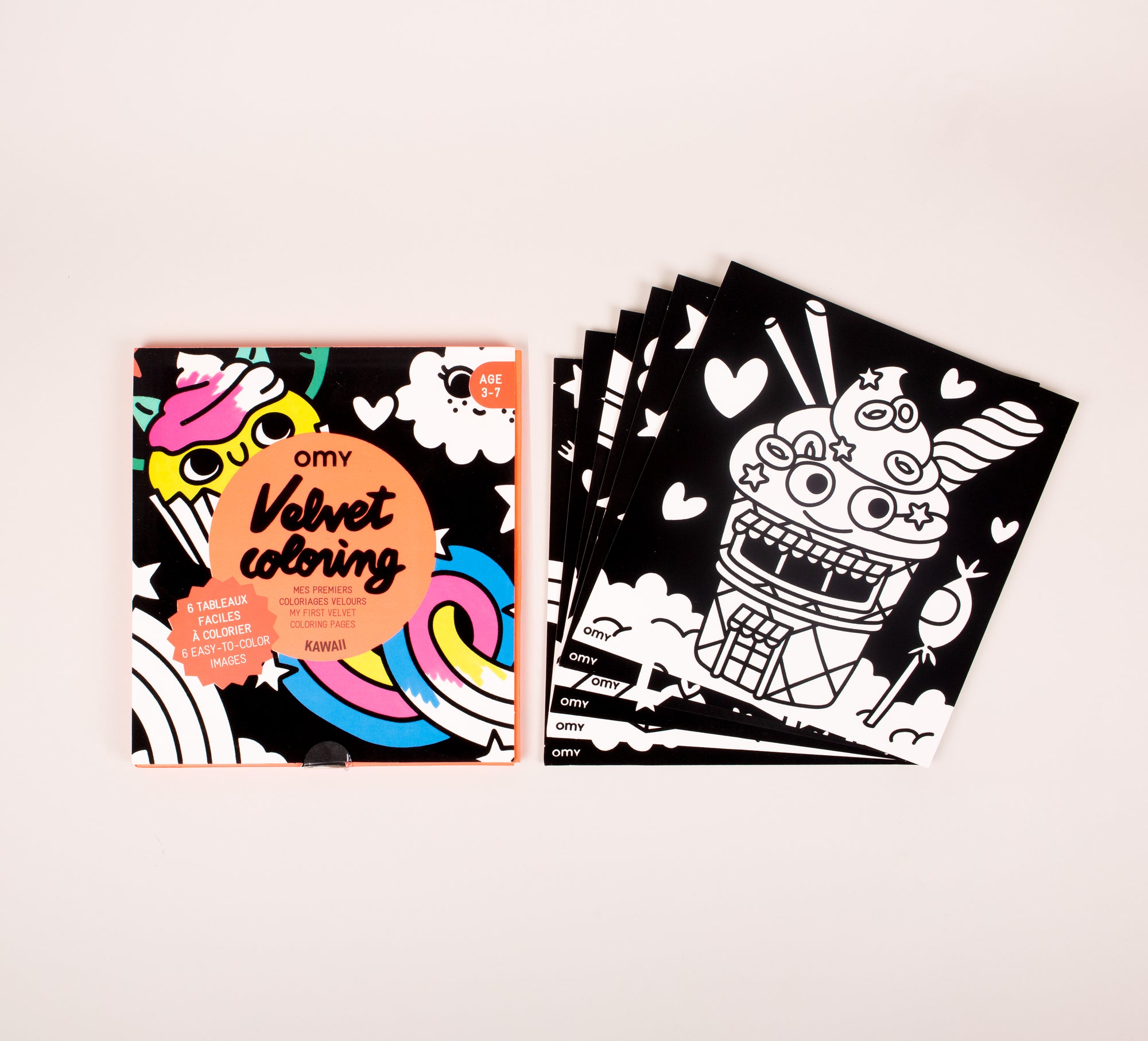 peinture coloriages bio enfants OMY KAWAII COLORIAGE VELOURS