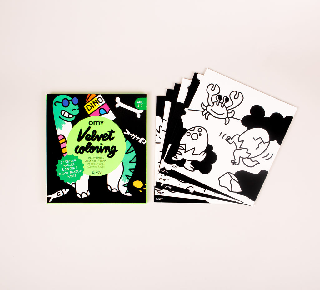 peinture coloriages bio enfants OMY DINO COLORIAGE VELOURS