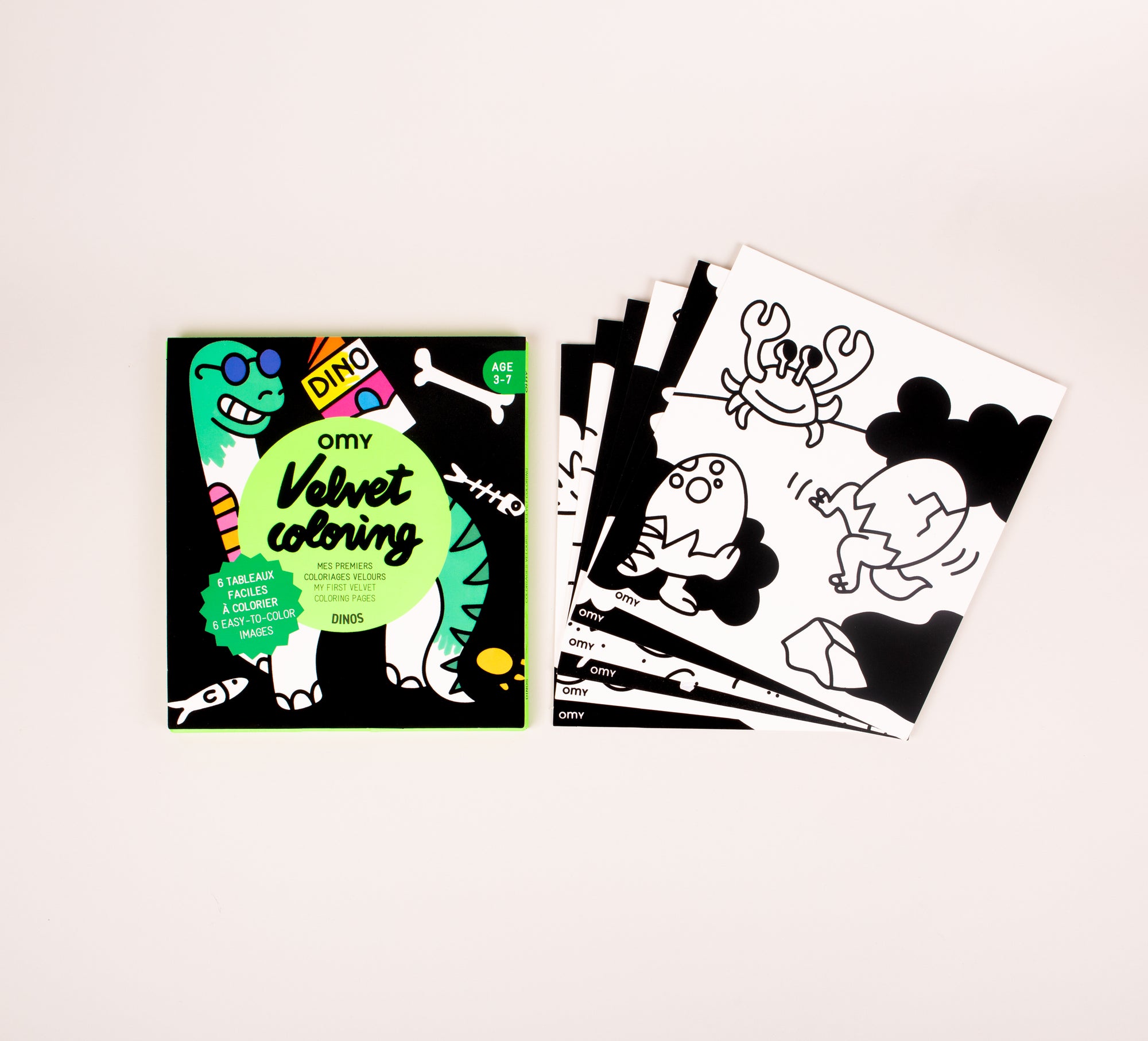 peinture coloriages bio enfants OMY DINO COLORIAGE VELOURS