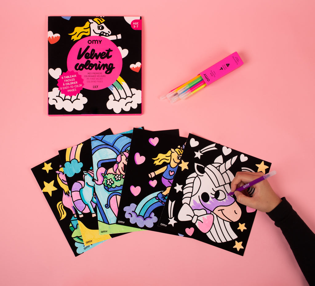 peinture coloriages bio enfants OMY LILY COLORIAGE VELOURS