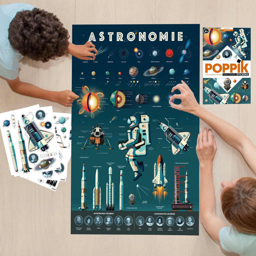 poppik POSTER PÉDAGOGIQUE + 49 STICKERS Astronomie
