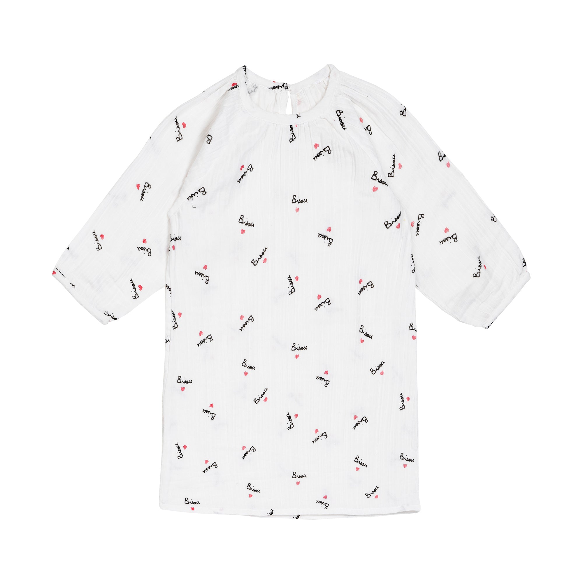 Chemise de nuit bisou en gaze de coton