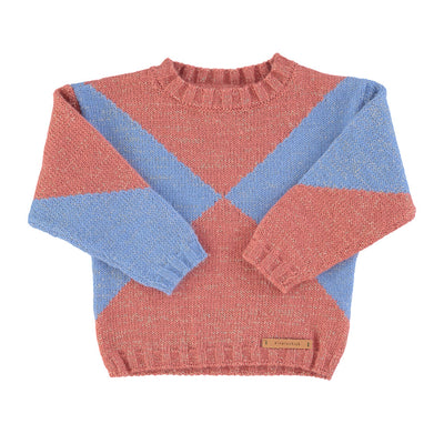 vêtement enfant durable piupiuchick Pull tricoté rose et bleu